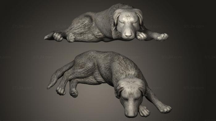 Статуэтки животных (Лежащая собака, STKJ_0038) 3D модель для ЧПУ станка